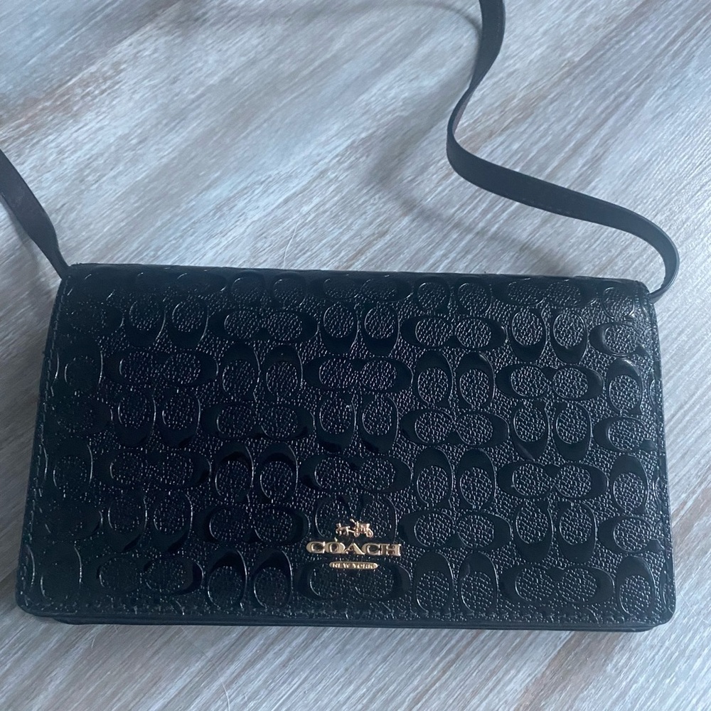 COACH Embossed Fold over Crossbody purse